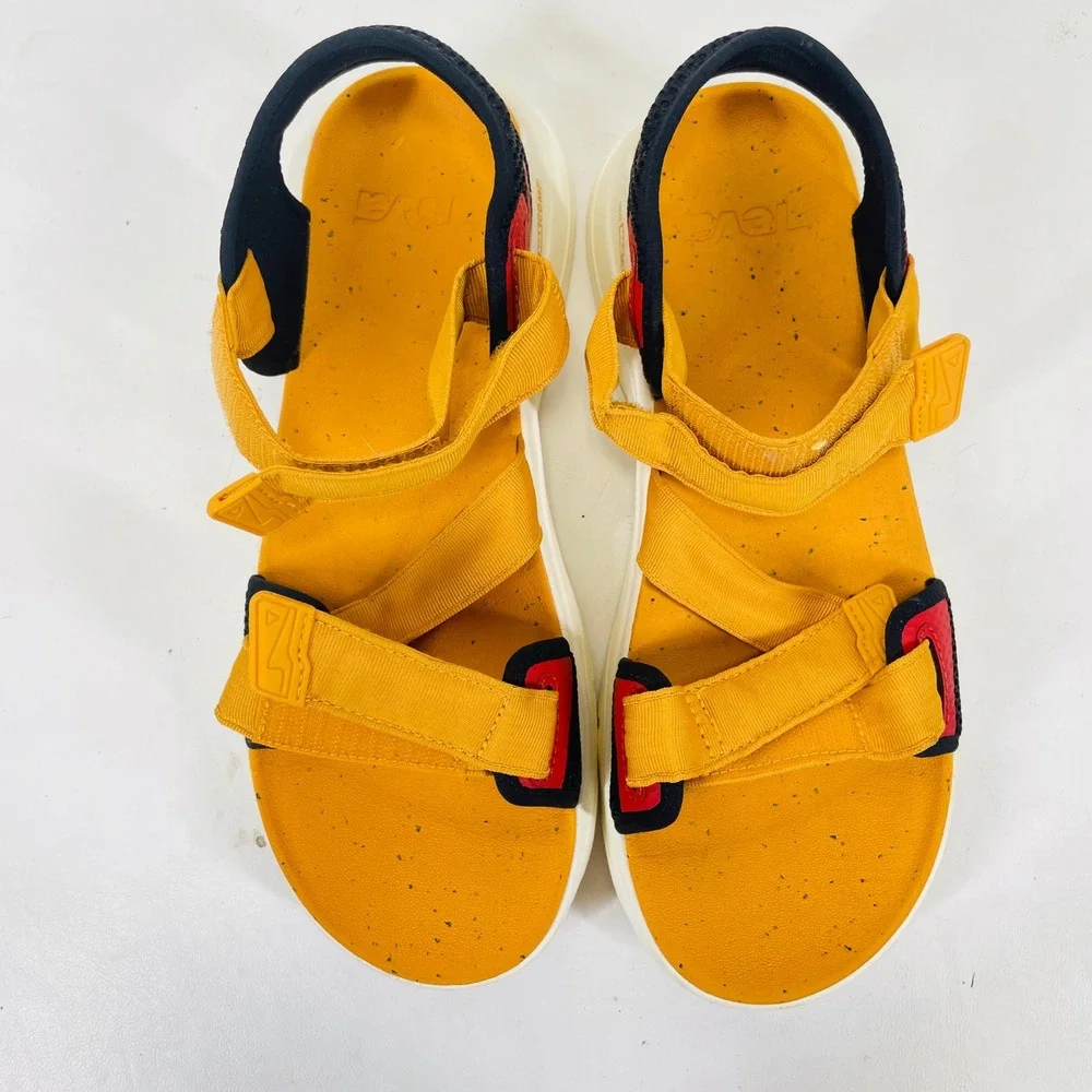 Teva Zymic Mens 10 Sport Sandals Mustard Yellow Red Black 1124049 REPREVE